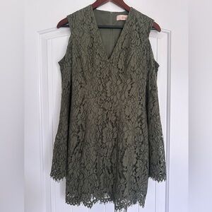 Keepsake olive green lace dress size small